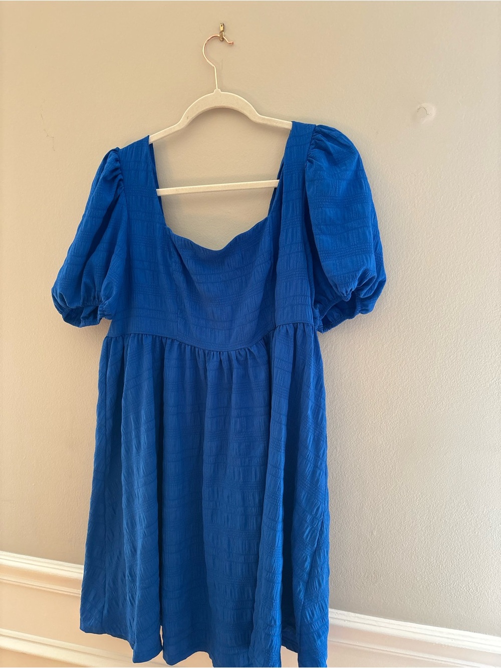 SHEIN Royal Blue Puff Sleeve Mini Dress